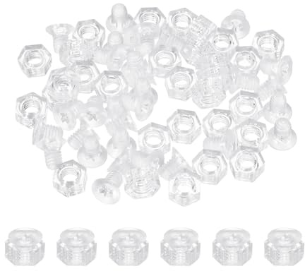 sourcing map 30 Stück M4 x 6 mm PC klare Kreuzschlitz-Senkkopfschrauben und Sechskantmuttern, Kunststoff-Maschinenschrauben, Rundkopf-Acrylschrauben