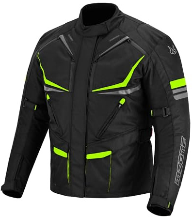 MZONE Chaqueta Moto Hombre 4 Estaciones OutletMotard Impermeable Transpirable con Protecciones Includias, Homolgoación CE y Forro Extraíble