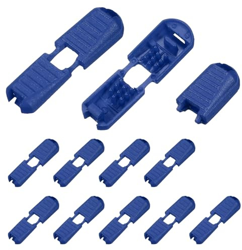YELARXI Cerniera Tirare Cavo Bloccaggio Estremità, Plastica Scarpa Pizzo End Clips Cord End Tips No Tie Lacci Scarpe Da Corsa Zaino, Blu, 0.5 Inch