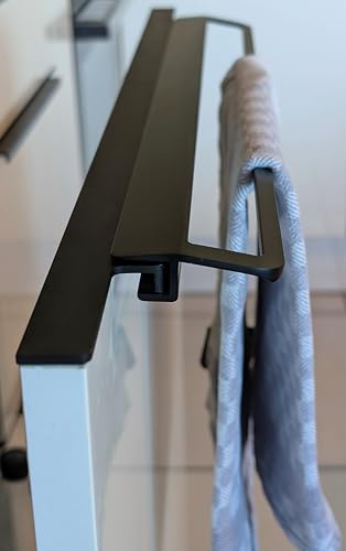 HANDTUCHHALTER GESCHIRRTUCHHALTER SCHWARZ ELOXIERT 270mm FÜR GRIFFLEISTEN IN KÜCHE Bad OHNE Bohren ZUM AUFSCHIEBEN