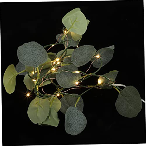 VALICLUD Eukalyptus Girlande mit Lichterkette Künstliche Blätterlichter aus Pvc mit 20 Leds Praktische Grüne Hängende Eukalyptusdekoration für Hochzeit und Innenräume