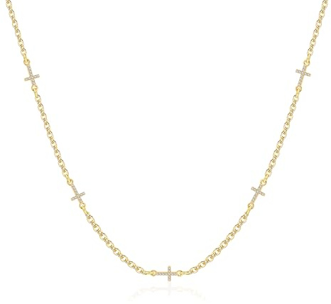 ALEXCRAFT 14K Gold Ketten Zirkonia Silber 925 Halsketten für Damen Frauen | Zirkonia Halskette ohne Anhänger Stapelbare Schlüsselbeinkette Damen Frauen Einzelne Halsketten 42cm Kette Schmuckgeschenke