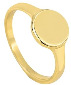 KnSam 14K Au585 Gelbgold Verlobungsring, Klassiker Siegelring Partnerringe, 585 Gold Eheringe Echt Goldschmuck, Gr.65 (20.7)