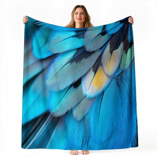 Genérico Manta con Plumas De Guacamayo Azul, 220x240 cm Manta Animal, Bonita Mantas acogedora versátil Suave cálida y Ligera para sofá Cama Camping Viajes