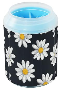 Quteprint Pfotenreiniger für Hunde mit Blumenmotiv – Haustier-Fußwascher mit weicher Silikonbürste, tragbarer schlammiger Pfotenreiniger für kleine, mittelgroße und große Hunderassen und Katzen (6,5 x