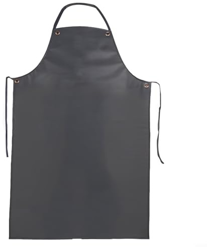 Yuanpgky Grembiule in PVC impermeabile e oleorepellente per cucina, lavori di pulizia e aree impermeabili in nero con tracolla regolabile (M 100 x 65 cm)