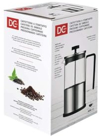 Dc Casa Caffettiera a Stantuffo – French Press in Vetro, Acciaio e PP | Caffettiera per Caffè, Tè e Infusi, Design Moderno e Resistente (600 ml)