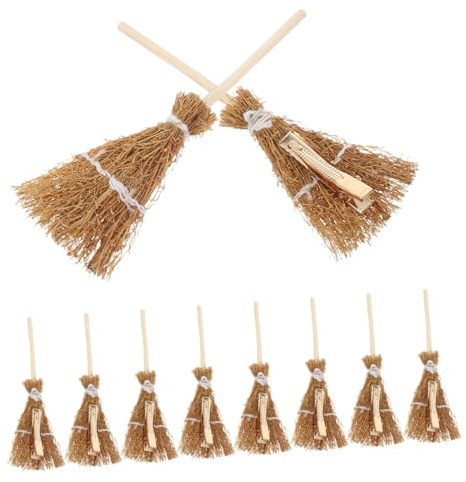 Healeved 10pièces Pinces à Cheveux Miniatures Balai de Sorcière Halloween Pinces Frange Style Dessin Animé Accessoires Coiffeurs Fête Cosplay