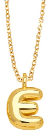 OAKKY Collana con Ciondolo Lettera a Bolle Spessa per Donne Trendy Carino Charm Ciondolo Alfabeto Personalizzato Oro Lettere Pallone E Collane