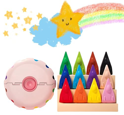 PYEUIFT Wachsmalstifte 12 Stück, Dicke Buntstifte Für Kinder Ab 3 Jahre, Stabilo Woody Art Supplies, Bastelset Kindergeburtstag, Malstifte Ab 1 Jahr, Schule 1. Klasse