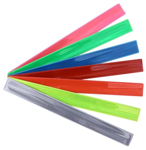 WHAMVOX 7 Pezzi Braccialetti Slap Luminosi in PVC Riflettente Design Morbido e Confortevole Adatti Feste e Concerti per Ragazzi e Ragazze Accessori Gadget Regalo Compleanno Colore Casuale