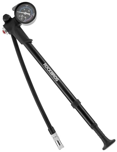 ROCKBROS Pompa per Bicicletta 300 PSI con Manometro, Pompa Bici Portatile per Forcella Sospensione Posteriore e Ammortizzatori con Schrader e Presta Valvola, Adatto per Corsa MTB Bici da Strada