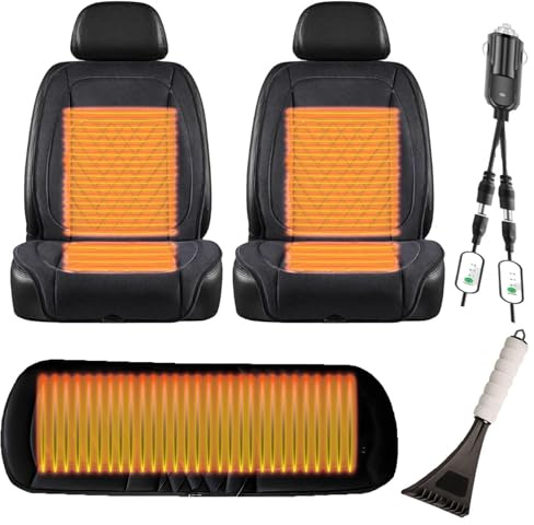 Super caldo 𝐬𝐞𝐝𝐢𝐥𝐞 𝐫𝐢𝐬𝐜𝐚𝐥𝐝𝐚𝐭𝐨 𝐚𝐮𝐭𝐨, Viene Fornito Con Una Pala Da Neve, Copri Sedili per Auto Adatto a vari modelli di auto,Black-mainseat+auxiliaryseat+backseat