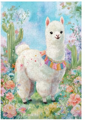 Ulord 300 Piece Puzzle for Adults Alpaca Cactus Jigsaw Puzzles 15x10 Inches | Cute Llama Puzzle for Adult Kids Home Decoration Birthday Party Gift Toys
