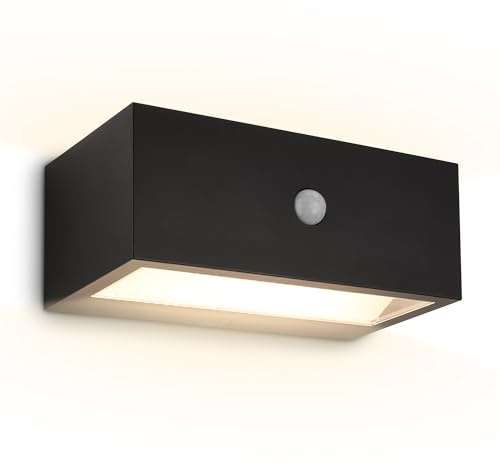 BRILONER - Applique da esterno con sensore di movimento, senza fili e dimmerabile, IP44, ricarica USB-C, luce 3000 K, applique senza fili, lampada da parete esterno, 18,5 x 9,5 x 7,5 cm, nero