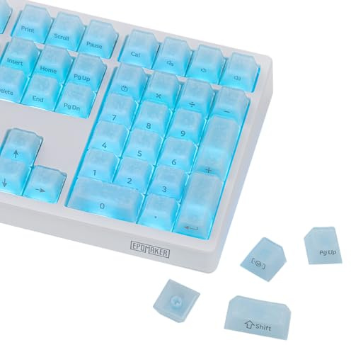 EPOMAKER Frost Jelly Keycaps Set - 126 Keys Forged Carbon Fiber Keycaps, Cherry Profile, ABS+PC, MX-Style Compatible for 61/68/84/87/98/100/104/108 ANSI Layout Mechanical Gaming Keyboards (Blue)