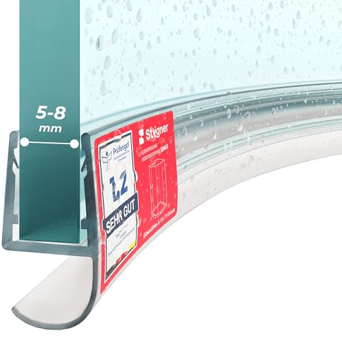 STEIGNER Duschdichtung UK15 Gebogen 60 cm 1 Stk, Glas 5-8 mm, Transparent | Duschtürdichtung für Runddusche oder Duschkabine Viertelkreis mit Duschtür - Perfekte Passform, Ästhetisches Finish