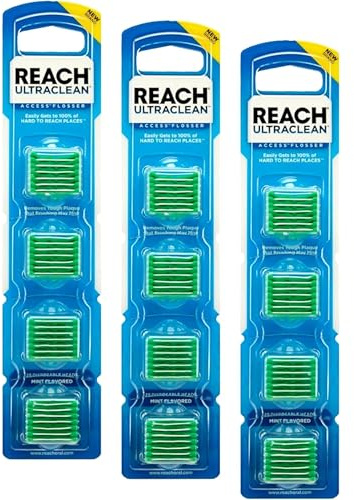 Listerine Ultraclean Access Flossers Disposable Heads Fresh Mint Crystals 28 Each (Pack of 3)