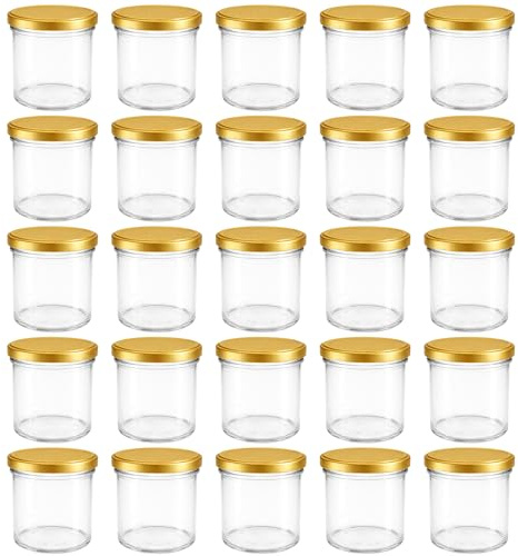 hocz 25x Marmeladengläser 167 ml | mit Deckel Gold TO 66 | Einmachgläser mit Schraubdeckel zum befüllen | Sturzgläser für Marmelade Schraubgläser | leere Gläser Set | 25 Stück