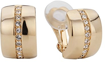 Traveller Ohrclip - Goldfarbe - Preciosa Kristalle - 22kt vergoldet - 16x10 mm - 156591