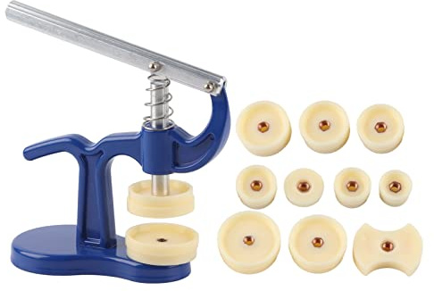 Cocoarm Uhr Einpresswerkzeug Uhrwerkzeug Gehäuseschließer Einpresswerkzeug Uhrendeckelpresse Uhr Reparatur Werkzeug mit 12 Druckplatten Kunststoffeinsätze Größe von 18 mm bis 50 mm
