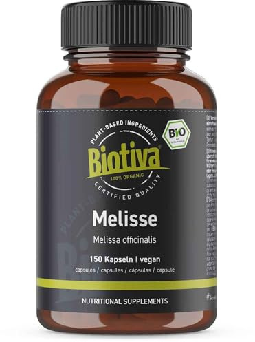 Melissen Bio 150 Kapseln - Melissa officinalis - 450mg - Melisse - ohne Zusatzstoffe - Abgefüllt und kontrolliert in Deutschland - Biotiva