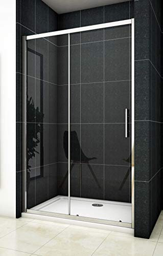 Aica Sanitär 110cm Duschtür Nischentür Duschabtrennung Schiebetür Höhe 190cm mit Duschwanne 110x76cm