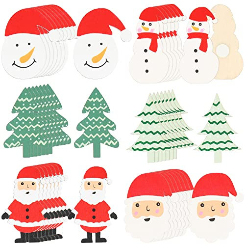 COM-FOUR® 48x 3D Aufkleber aus Holz zur Weihnachtedekoration - Deko-Set für Weihnachtsgeschenke - Geschenkaufkleber zur Dekoration, Dekosticker [Auswahl variiert] (48 Stück - Aufkleber - Mix 2)