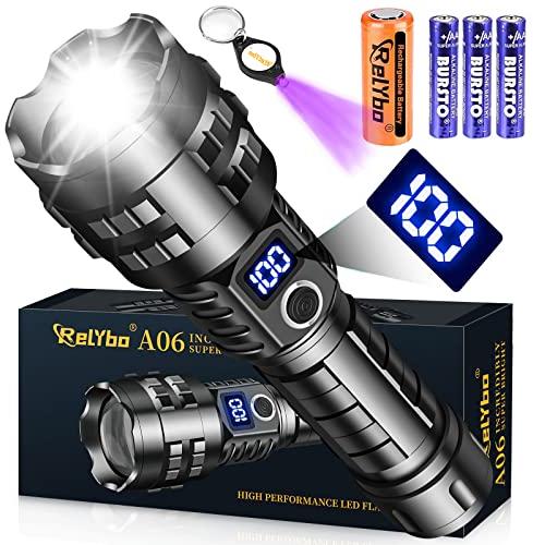 Torcia Led Ricaricabile, Torcia Led Potente Professionale 450000 Lumen, Torcia Ricaricabile Usb, Torcia Tattica, Torcia Militare Professionale, XHP90.2 Impermeabile 5 Modalità Campeggio Trekking