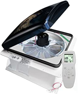 Belüftung für Wohnmobil-Dachventilator, Bidirektionaler Abluft-Wohnmobil-Dachventilator mit Regensensor, wasserdicht, leise 10 Stufen, Fernbedienung, 12V, (Öffnungsgröße: 40x40 cm)