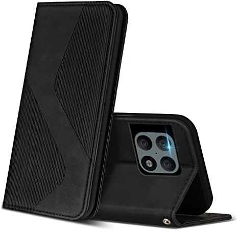 ZONNAVI Fodral för OnePlus 10 Pro 5G, PU-läder mobiltelefonfodral med kortfack och stativfunktion, läderskal, flip plånbok, skyddsfodral för OnePlus 10 Pro 5G (svart)