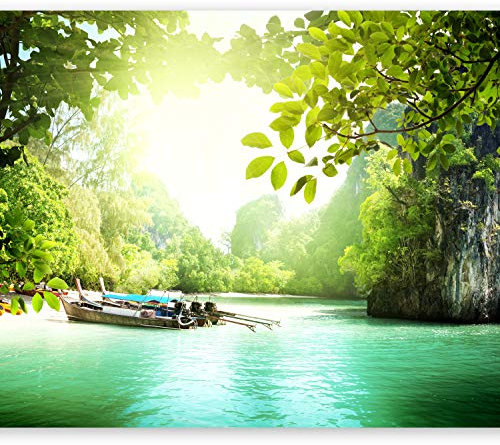 murando - Vlies Fototapete Natur 350x256cm - Foto Tapete Schlafzimmer Wohnzimmer Moderne Vliestapete XXL Wandtapete Motivtapeten Bildtapete 3d Effekt Wand Dekoration - Landschaft tropische Insel grün
