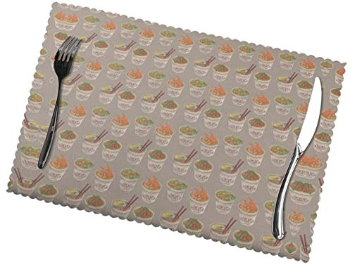 Juego de 6 manteles individuales con forma de huevera, fideos, ramen, lavables y aislantes del calor, para mesa de comedor, fiestas, casa de campo