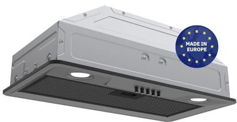 Wiggo D631B Einbau-Dunstabzugshaube 60cm I Abluft Umluft Dunstabzug 300m³/h - 3 Stufen I Energieeffizienzklasse D Schräghaube inkl. 2x Kohlefilter I Einbau Abzugshaube schwarz