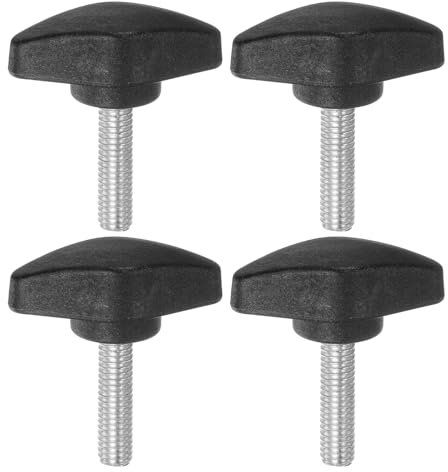 QUARKZMAN 4pz Manopole a T Con Viti a Testa Alare M6x25mm - Plastica Filettatura Maschio Standard, Maniglie Serraggio a Mano, Vite a Testa Zigrinata, Nero