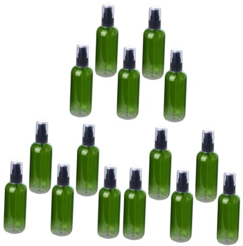 DOITOOL 15piezas Botellas Pulverizadoras De Plástico De Frascos De Spray Verde Cabezal Negro Recargables y Portátiles Para Cosméticos y Perfumes Para Uso Interior y Exterior