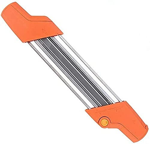 2 In 1 Easy File Chainsaw Chain Sharpener 3/8 / 4.0mm, Chain Saw Pitch Fast Teeth Sharpening Set With Handles, Fit For Any Brand Chiansaw 3/8 Pitch, Ideal For Occasional Users,Orange