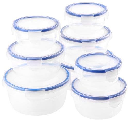 JIEHIN 8 Stück Frischhaltedosen mit Deckel Rund Set, 300ml 600ml 1050ml Frischhaltebox mit Deckel Luftdicht, Meal Prep Boxen Rund, Mikrowellen- und spülmaschinenfest Brotdosen Klein Set