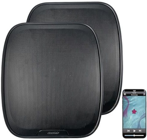auvisio 2er-Set Aktiver Stereo-Wandlautsprecher mit Akku, FM-Radio, BT 5.3
