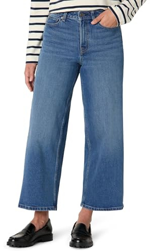 Amazon Essentials Women's Women's Low Stretch High-Rise Wide Leg Crop Jean, Medium Blue Vintage, 12