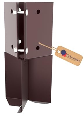 GeZu Impex Swift Clamp Concrete In Post Support 75 x 75 mm Powder Coated Bolt Down Post Shoe Support Anchor Fence Post Base Bracket