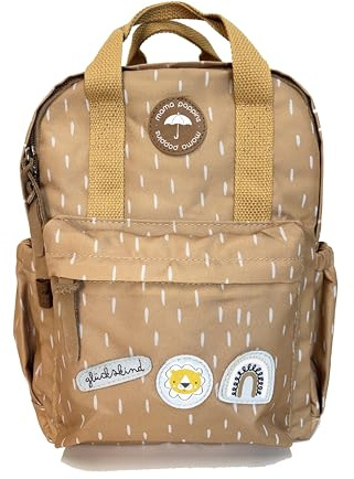 Mama Poppins Germany Kindergartenrucksack ab 3 Jahre | Mint mit Glückskind Patch (Braun)