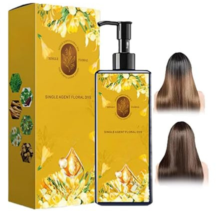 Tinta per capelli nutriente a base vegetale, shampoo tintura naturale a lunga durata, tinta floreale monodose a base vegetale, copertura uniforme e naturale dei capelli grigi (Nero naturale)