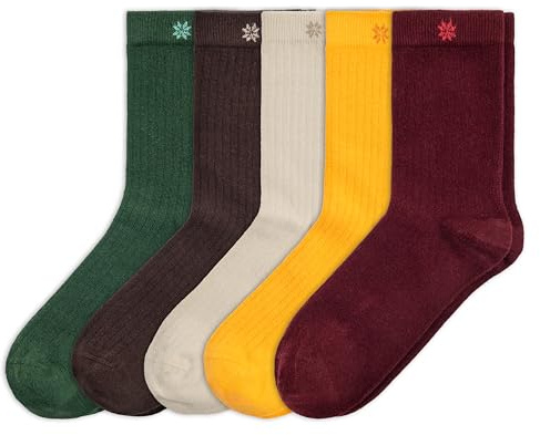 NORDIC Socks Merino Wool Dress Socks, 5 Pairs, Crew, Unisex (Nature, L)