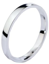 Tolldek Anello da sposa in oro bianco 9 carati Au375, classico, anello dell'amicizia in vero oro 375, misura 52 (16,6)