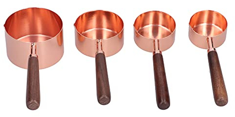 Roségoldenes Messlöffel-Set aus Edelstahl, hervorragendes Design, ergonomischer Griff, Küchenzubehör, 4-teilig (Set mit 4 großen Messlöffeln aus Roségold)