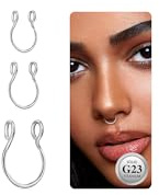 G23 Titanio Piercing Nariz Septum Falso Set Nostril Aro 3 Piezas Plata 20G