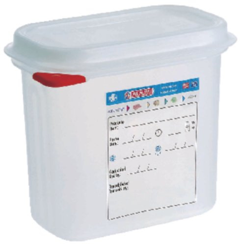Araven T983 212 - Contenitori per alimenti con coperchio, GN 1/9, 1,5 l, 4 pezzi, colore: Giallo/Blu/Verde/Rosso