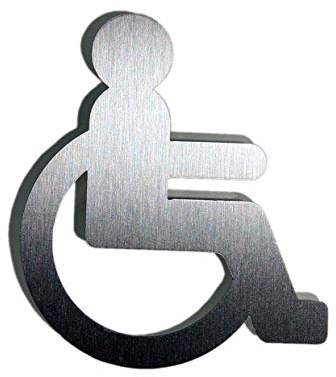 Türschild Rollstuhlfahrer Toilettenschild aus matt gebürstetem Edelstahl - Made in Germany