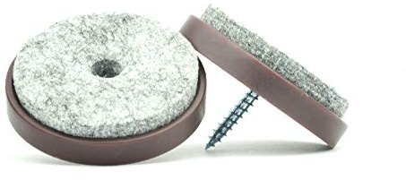 Furniture Gliders. Floor Protectors Soft Felt Pads Screw On Sliders, Perfect on Soft Wood Floors Laminates and Similar (Brown, 40mm, Pack of 12, Free Drill Bit) Made in Germany